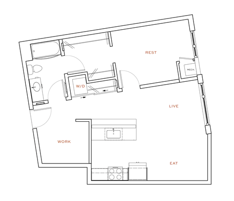 A floor plan of a house with labeled rooms including a living room, dining room, kitchen, and bedrooms.